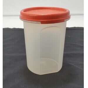 Tupperware VINTAGE Modular Mate, Round 15 oz sheer w/Orange Lid 1606